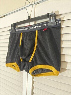 Andrew Christian Mesh Trunk--Black/Yellow